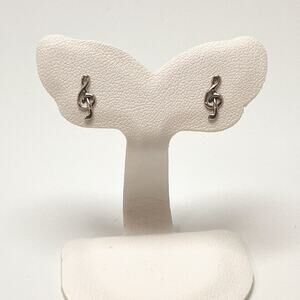 oxidized sterling silver music clef note post stud earrings -band choir dance